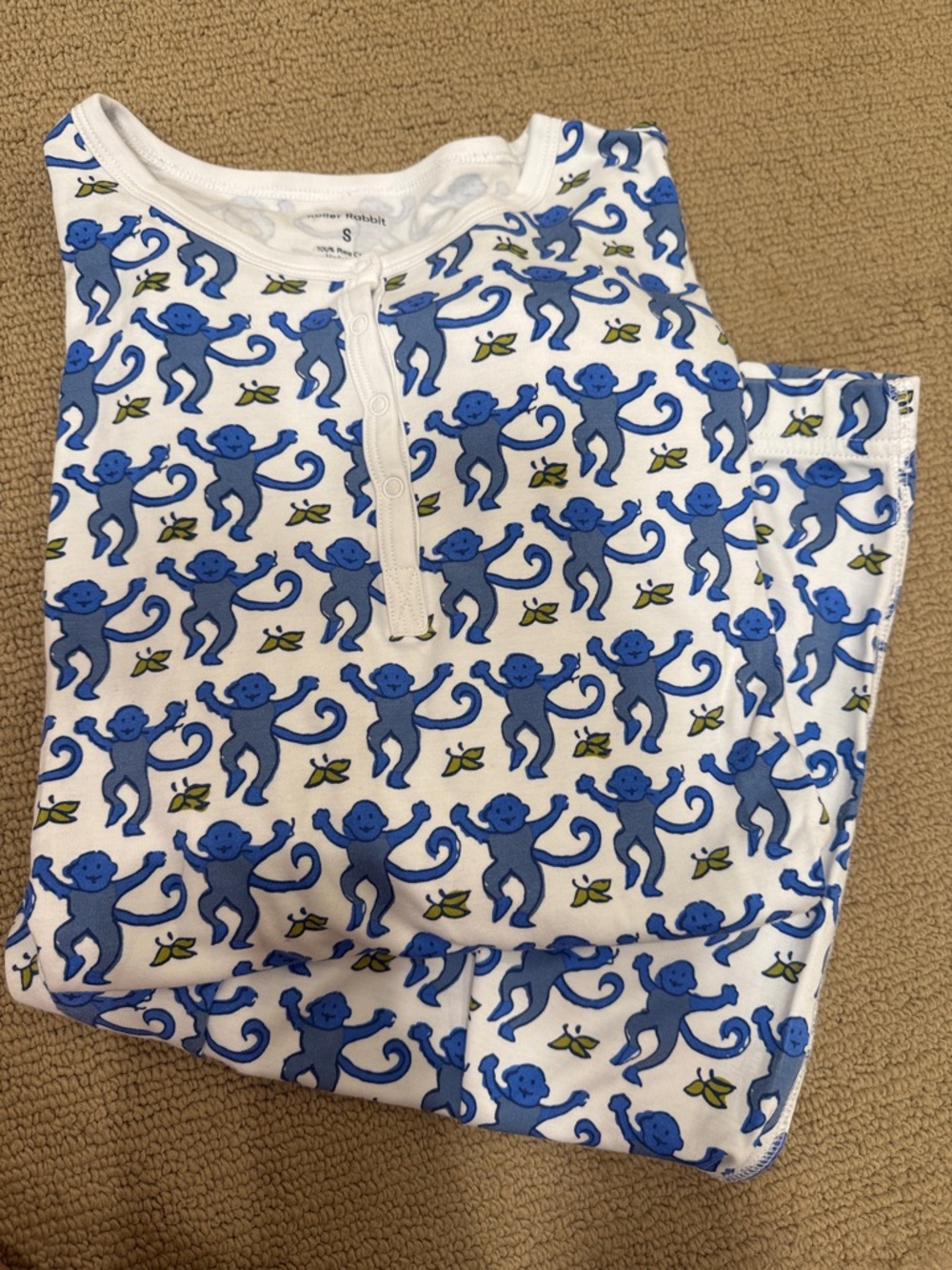 Roller Rabbit Blue Monkey Print Pajama Set